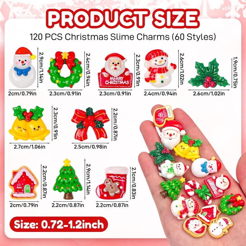 Feivando 120 Pcs Christmas Resin Flatback Charms for Crafts Mini Xmas Embellishments Decoration for Holiday DIY Craft Phone Cases Scrapbook Supplies - Image 2